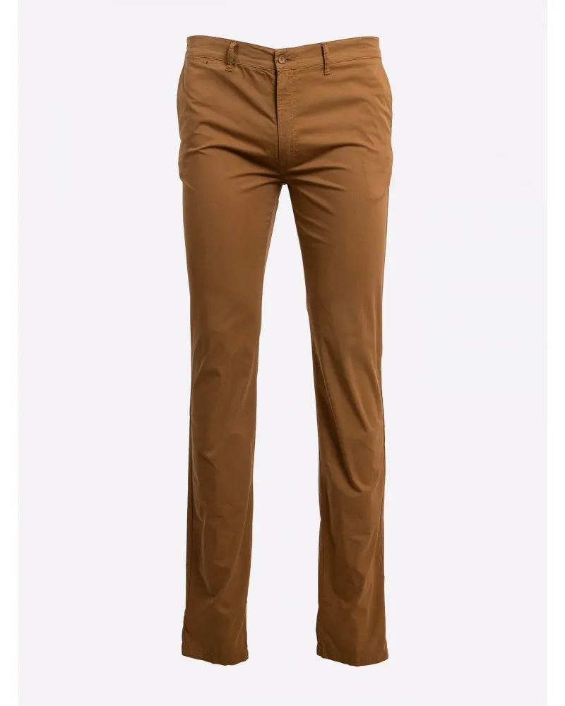 1214 Camel Cotton Pima Chino Pants for Tall Men - Size-factory