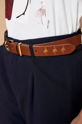 ALKEN - Brown Leather Belt with Dancers