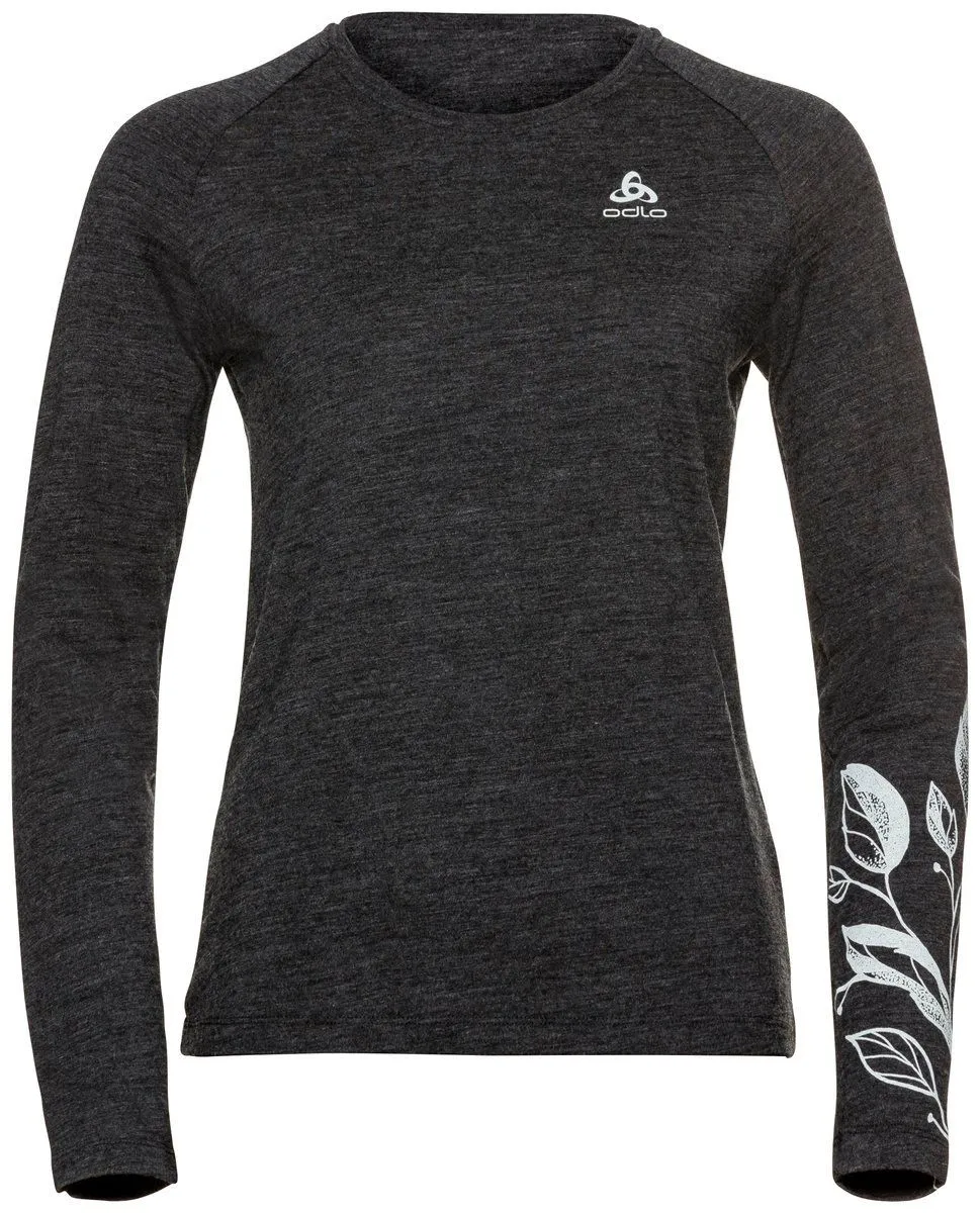 Alliance Dark Grey Melange Leaf Print Long Sleeve Tee Shop