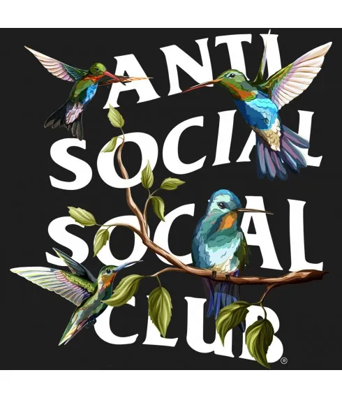 Anti Social Social Club Sweatshirt Hoodie Black Hummingbird