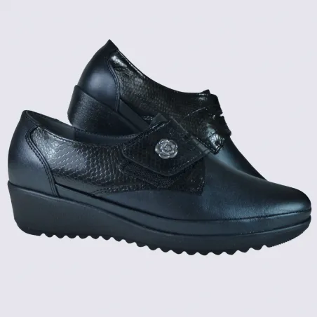 Arima Shoes, black leather rose embellished velcro women's closed shoes| Igert Shoe&Leather Goods