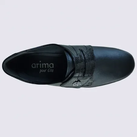 Arima Shoes, black leather rose embellished velcro women's closed shoes| Igert Shoe&Leather Goods