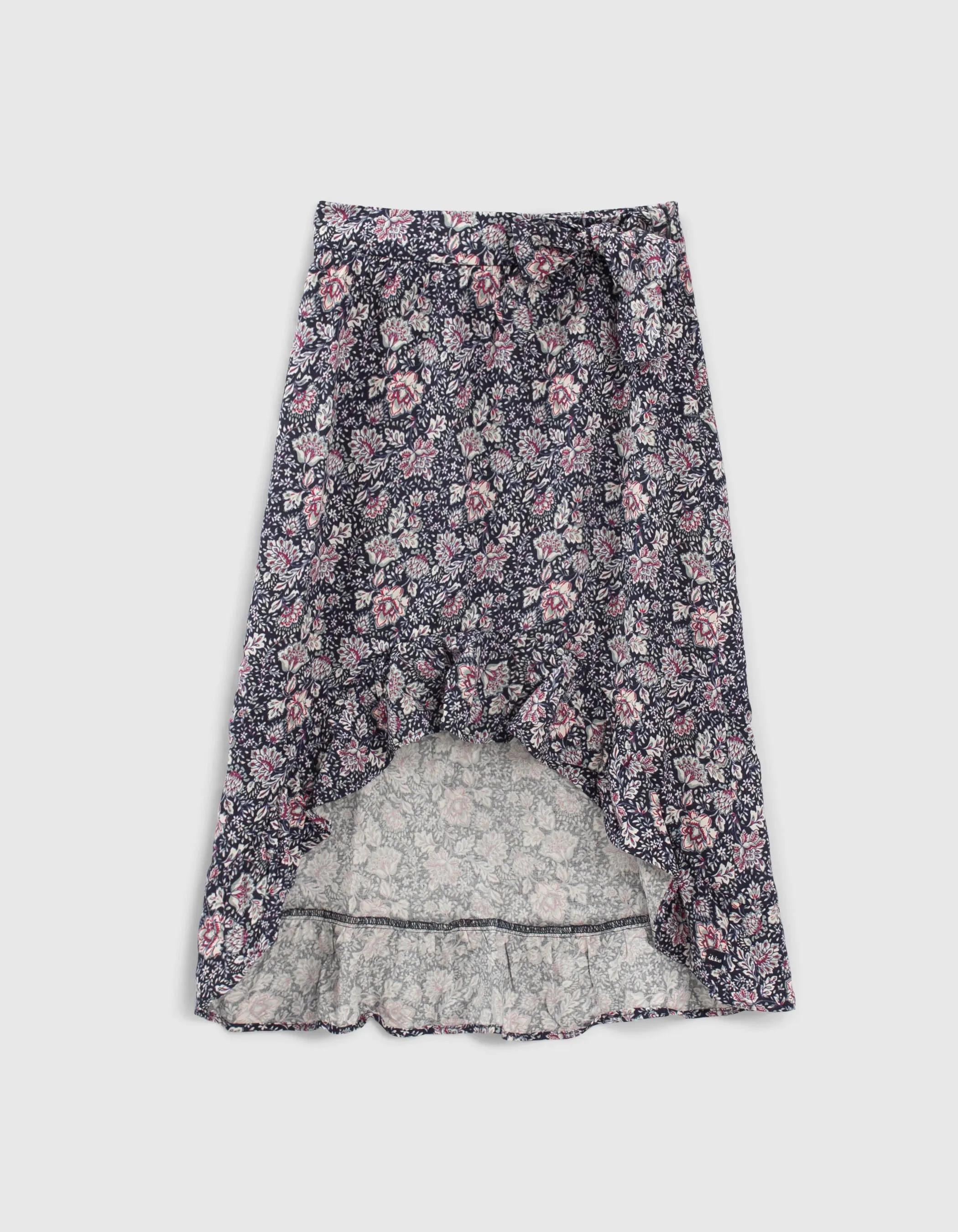 Asymmetrical Navy Skirt with Floral Print in Lenzing™ Ecovero™ for Girls