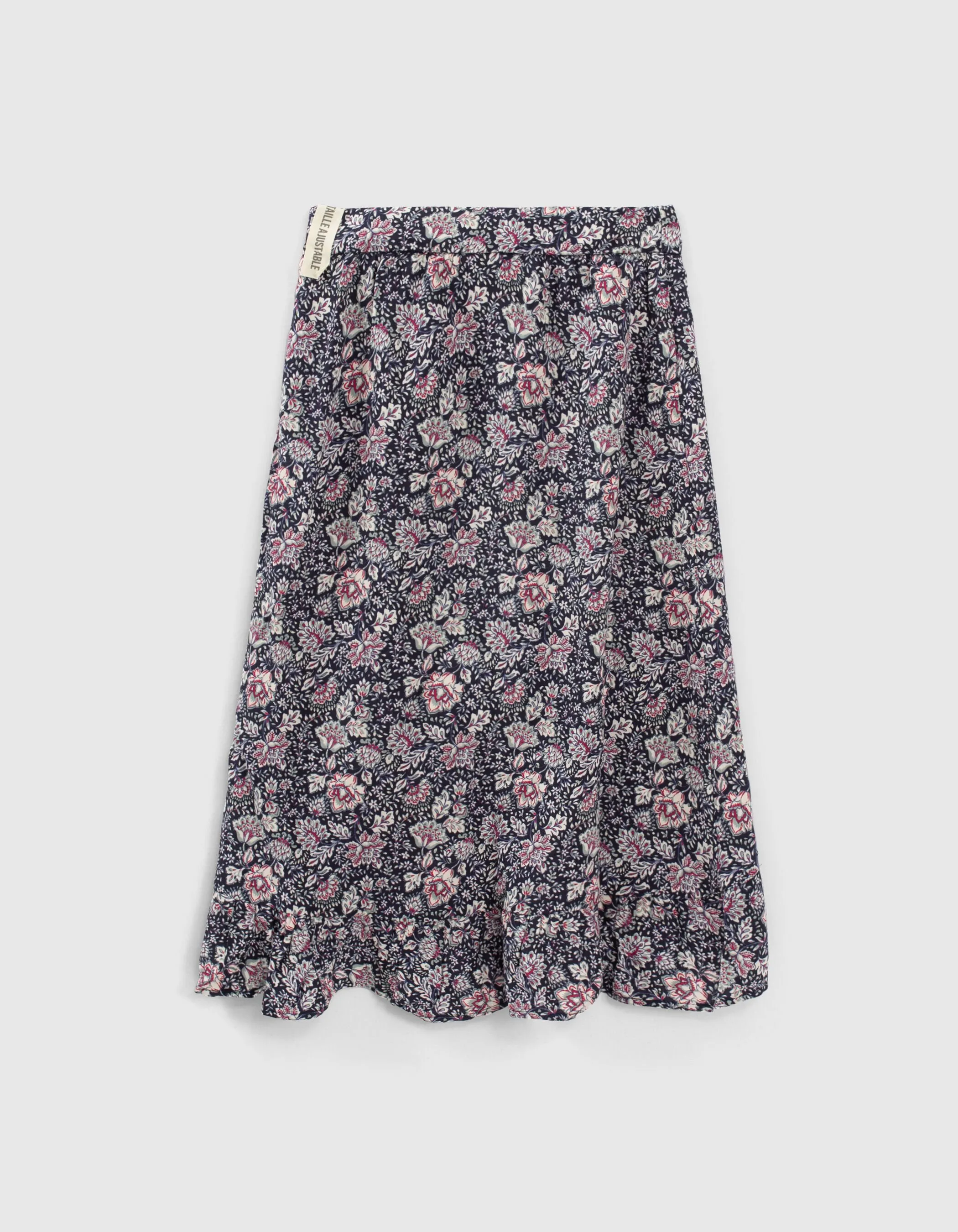 Asymmetrical Navy Skirt with Floral Print in Lenzing™ Ecovero™ for Girls