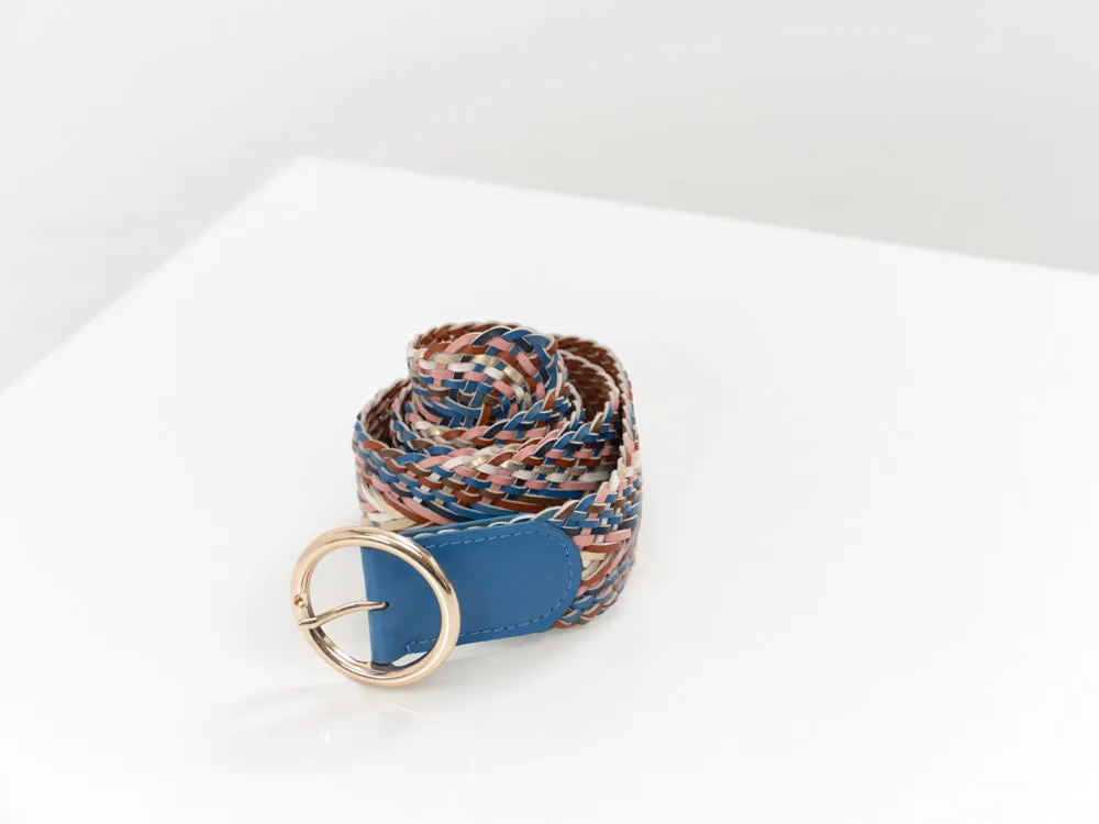 AYME - Blue Santorini Leather Braided Belt.