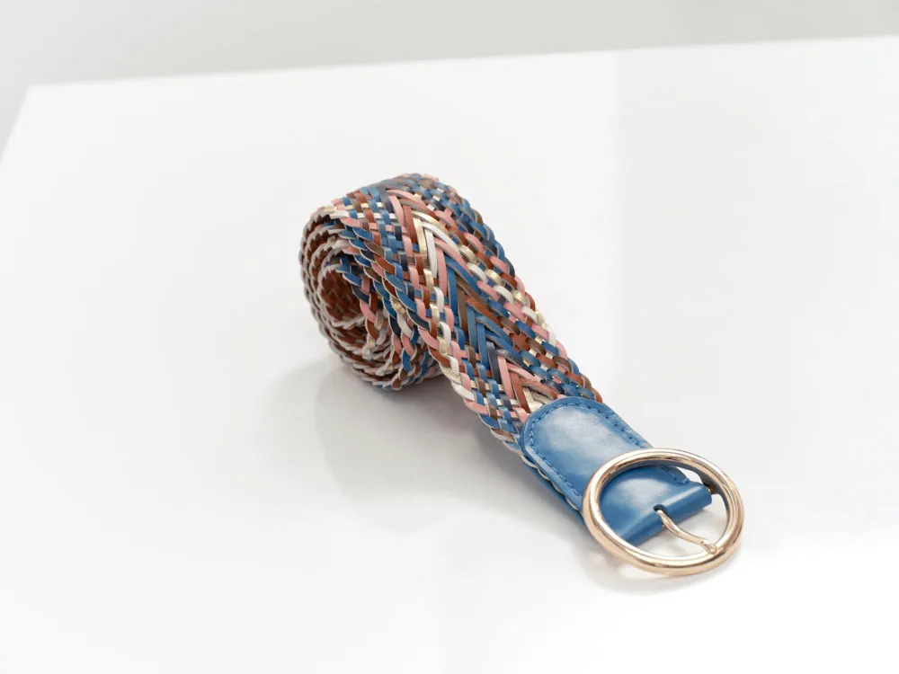 AYME - Blue Santorini Leather Braided Belt.