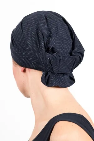 Navy Blue Polka Dot Chemo Headband with Matching Cap