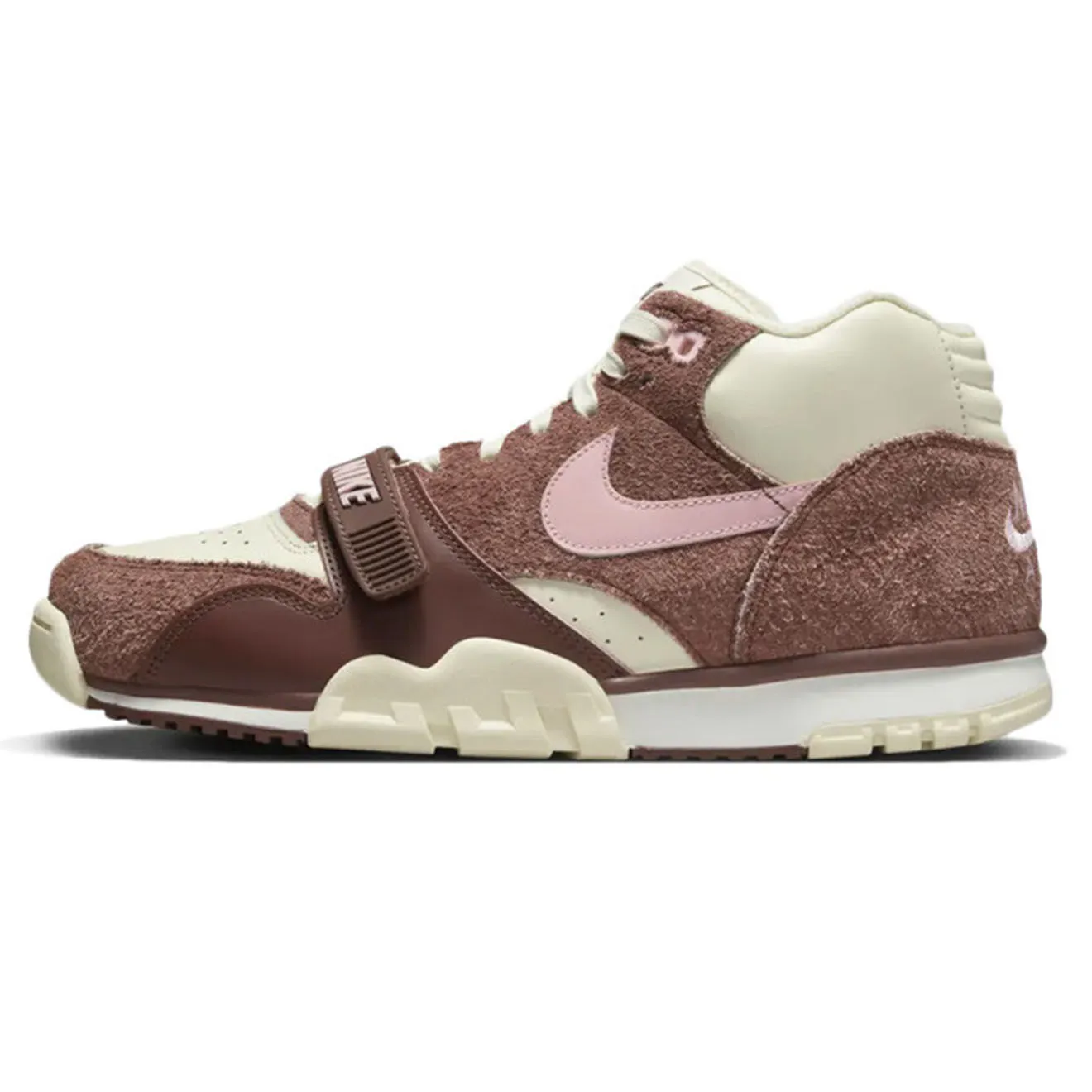 Brown/Beige/Pink Leather Air Trainer 1 Mid Sneakers