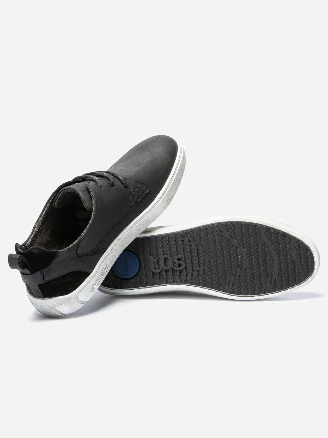 Purefoam Comfort Men's Black Leather Sneakers from TBS