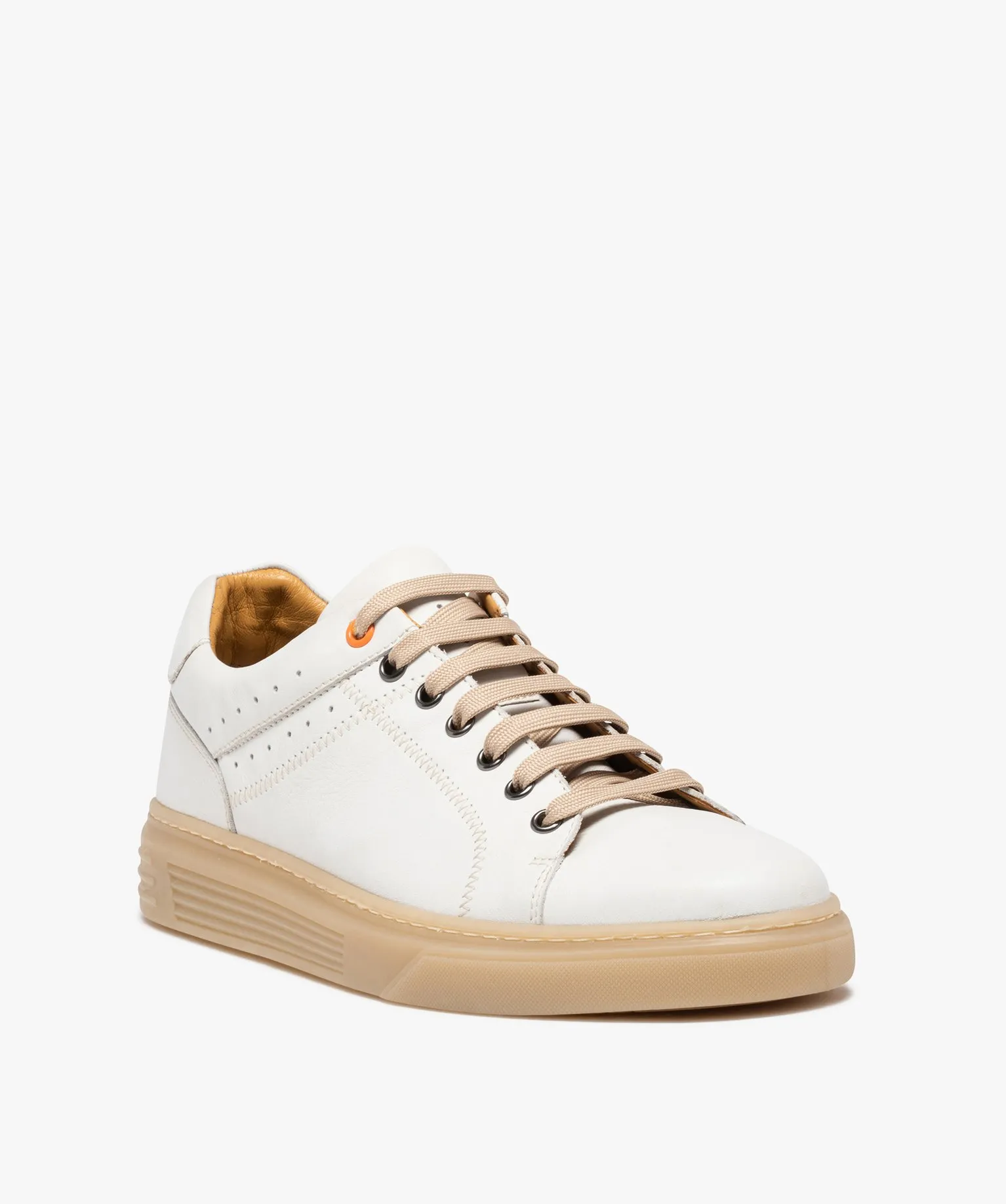 men's leather upper sneakers with contrasting laces - white Taneo standard sneakers and tennis shoes