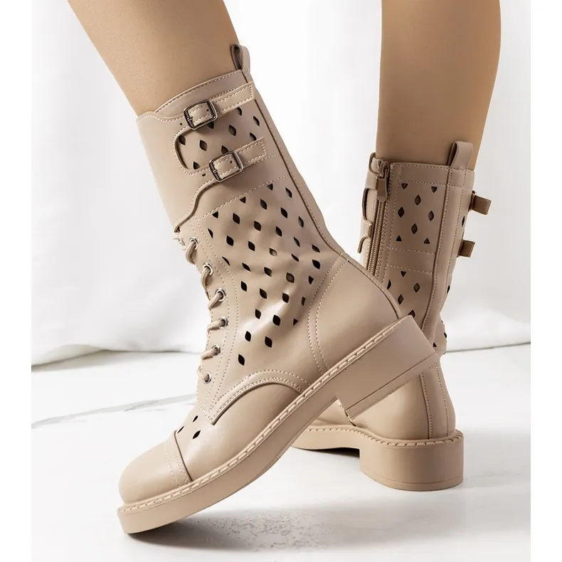 Beige Cut-Out Ankle Boots Finlay