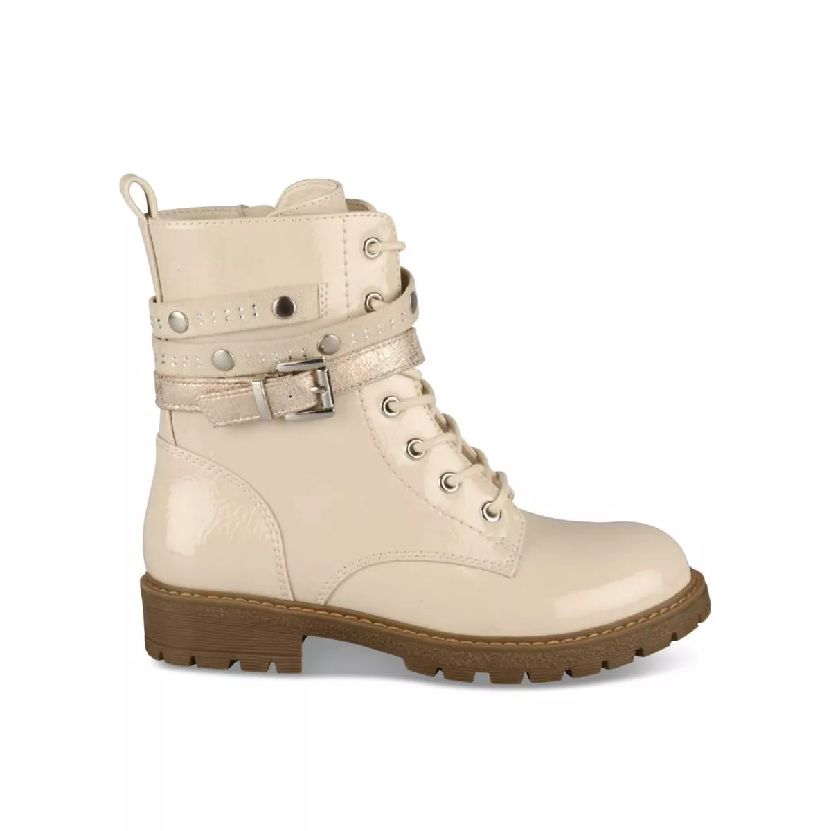 Beige Skull Design Ankle Boots