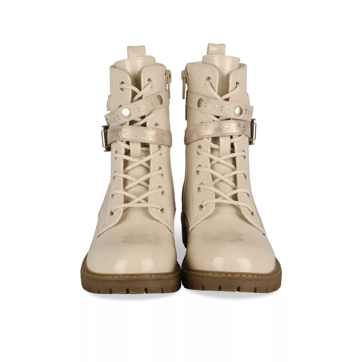 Beige Skull Design Ankle Boots