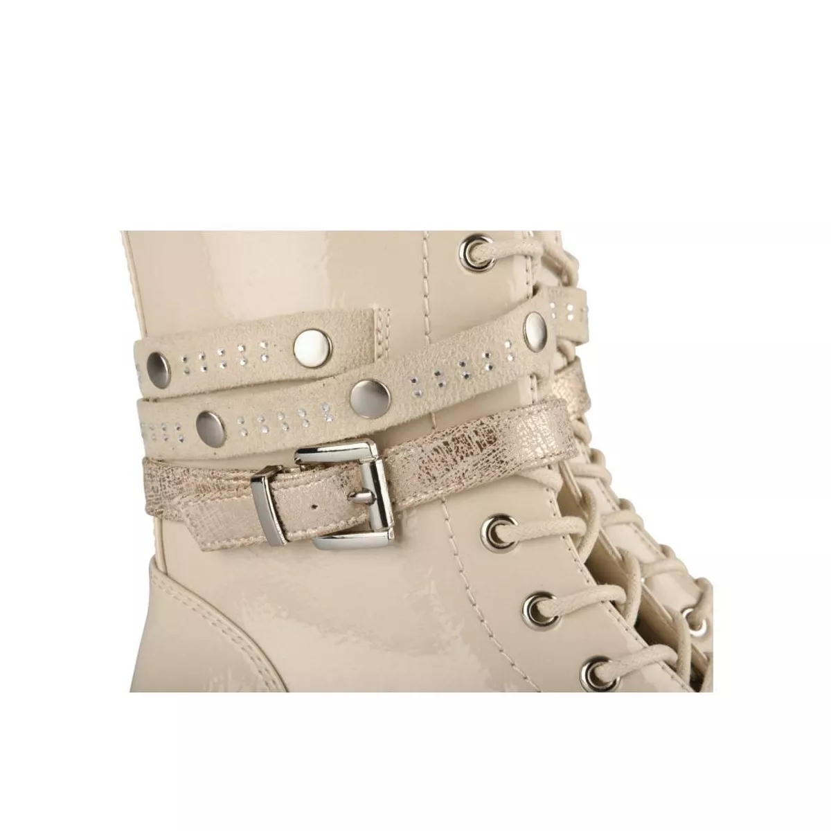 Beige Skull Design Ankle Boots