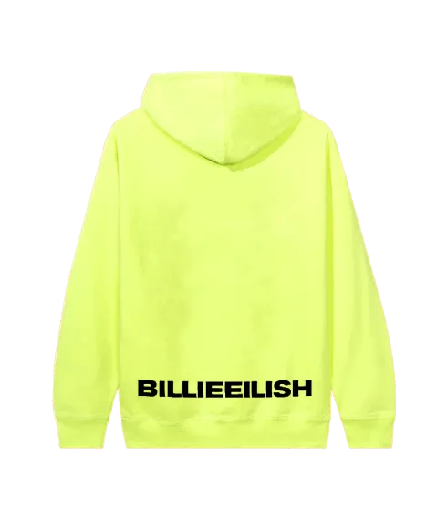 Billie Eilish Safety Yellow Hooded Sweatshirt with Original Logo