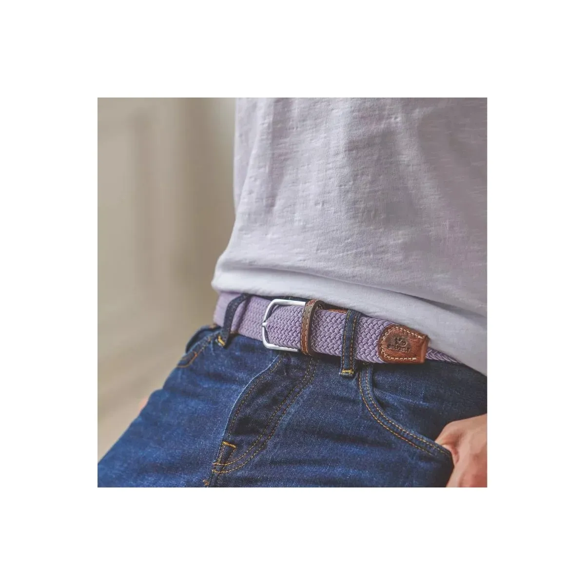 BillyBelt elastic braided lilac belt