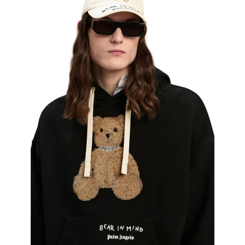 Black Cotton Hoodie Bear in Mind