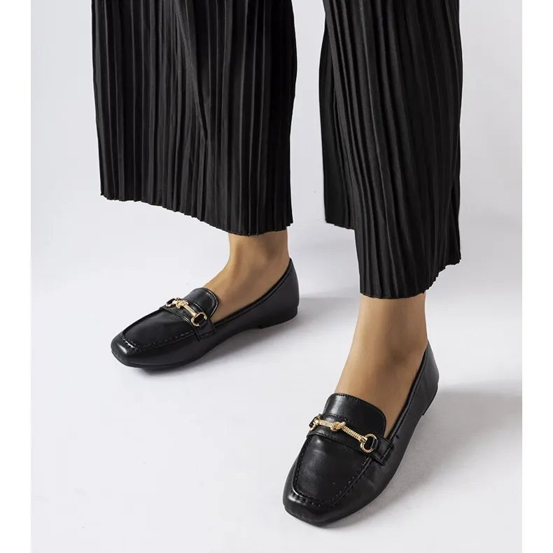 Black Decorative Moccasins by Docherty - Black