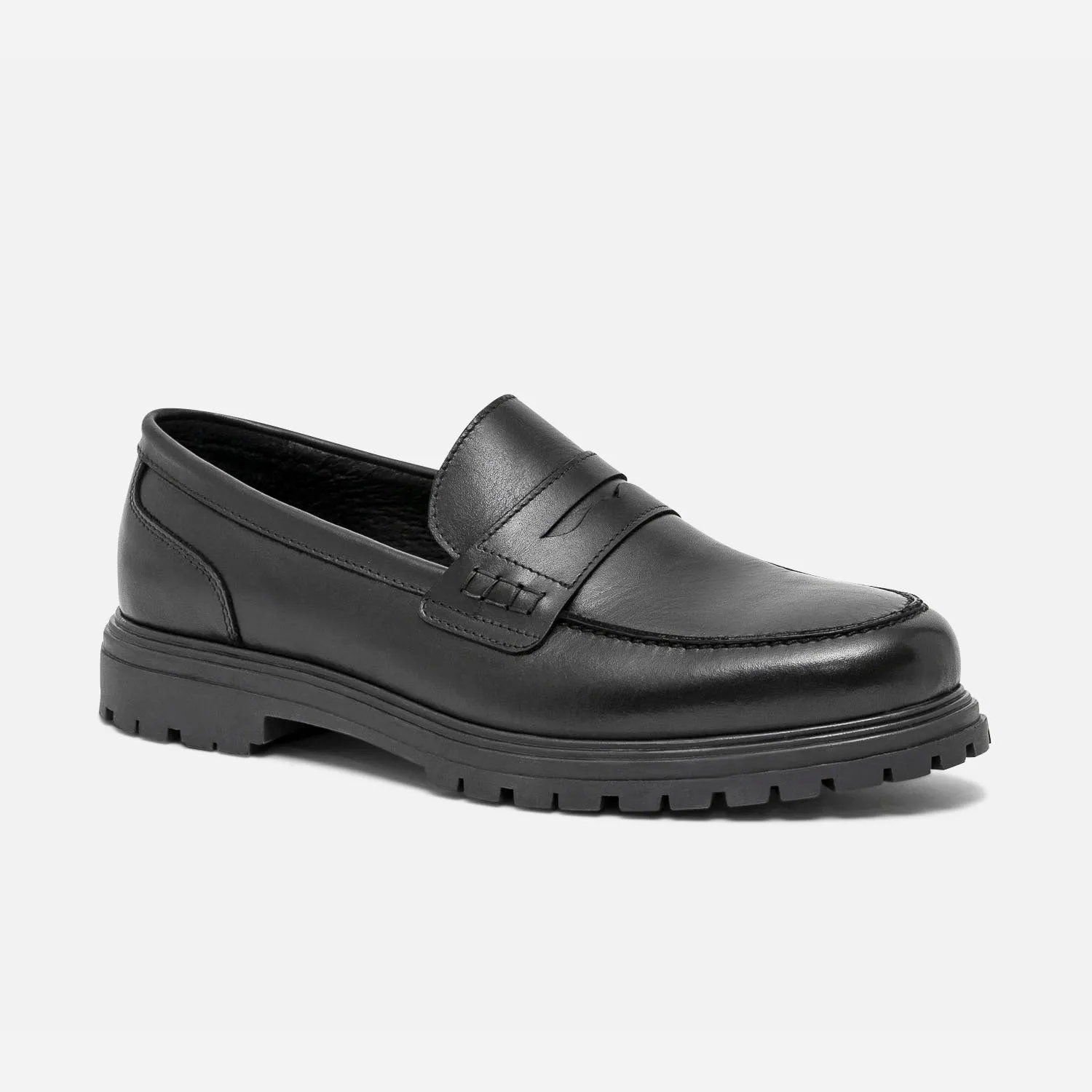 Black Eco-Friendly Leather Loafers - Men's Loafers | ERAM