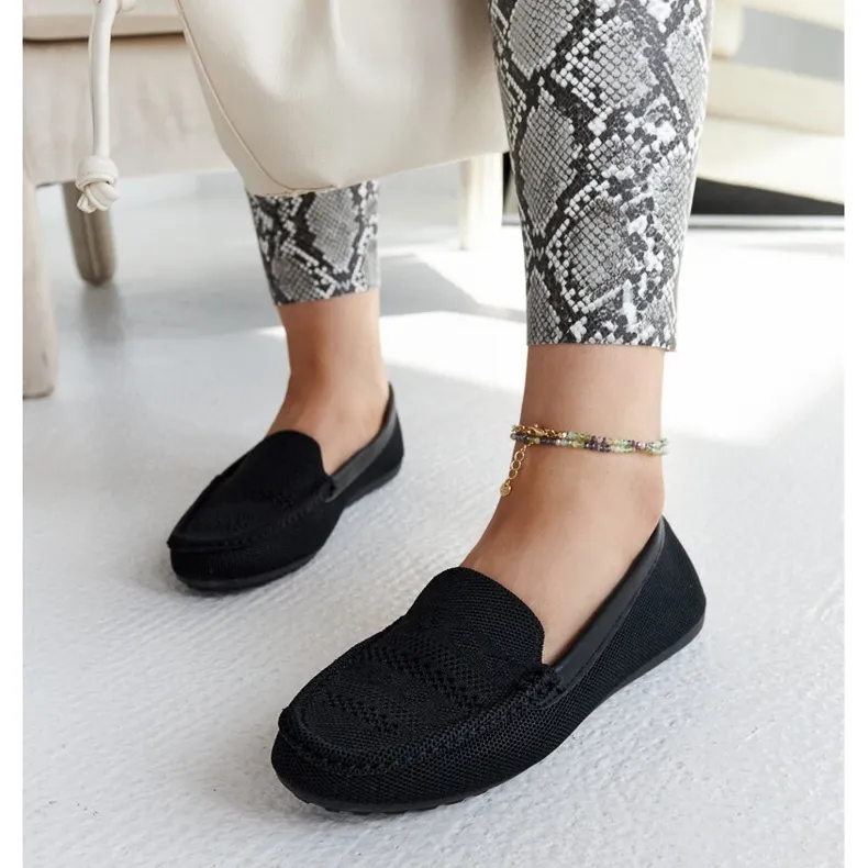 Black fabric moccasins by Fiammetta Noir