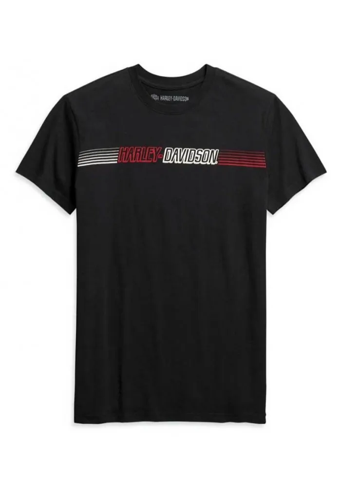 Black Harley-Davidson Men's Slim Fit Short Sleeve Tee Shirt with Chest Stripe 99091-20VH