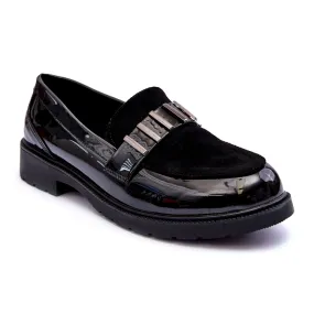 Black Lacquered Moccasins With Decoration S.Barski HY317 Black