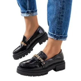 Black moccasins with high Beyza black sole - Shop Now