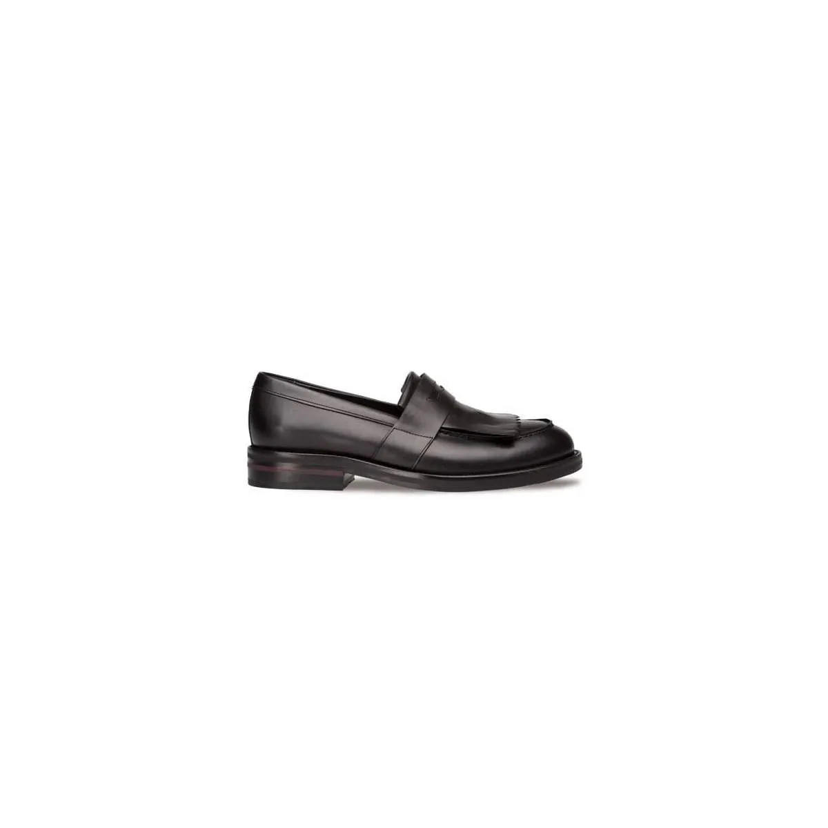 Black Smooth Leather Fringe Men's Moccasins