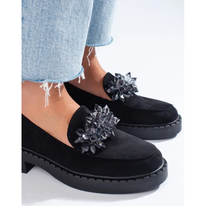 Black suede Potocki women's moccasins by Potocki