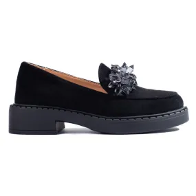 Black suede Potocki women's moccasins by Potocki