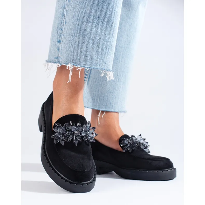 Black suede Potocki women's moccasins by Potocki