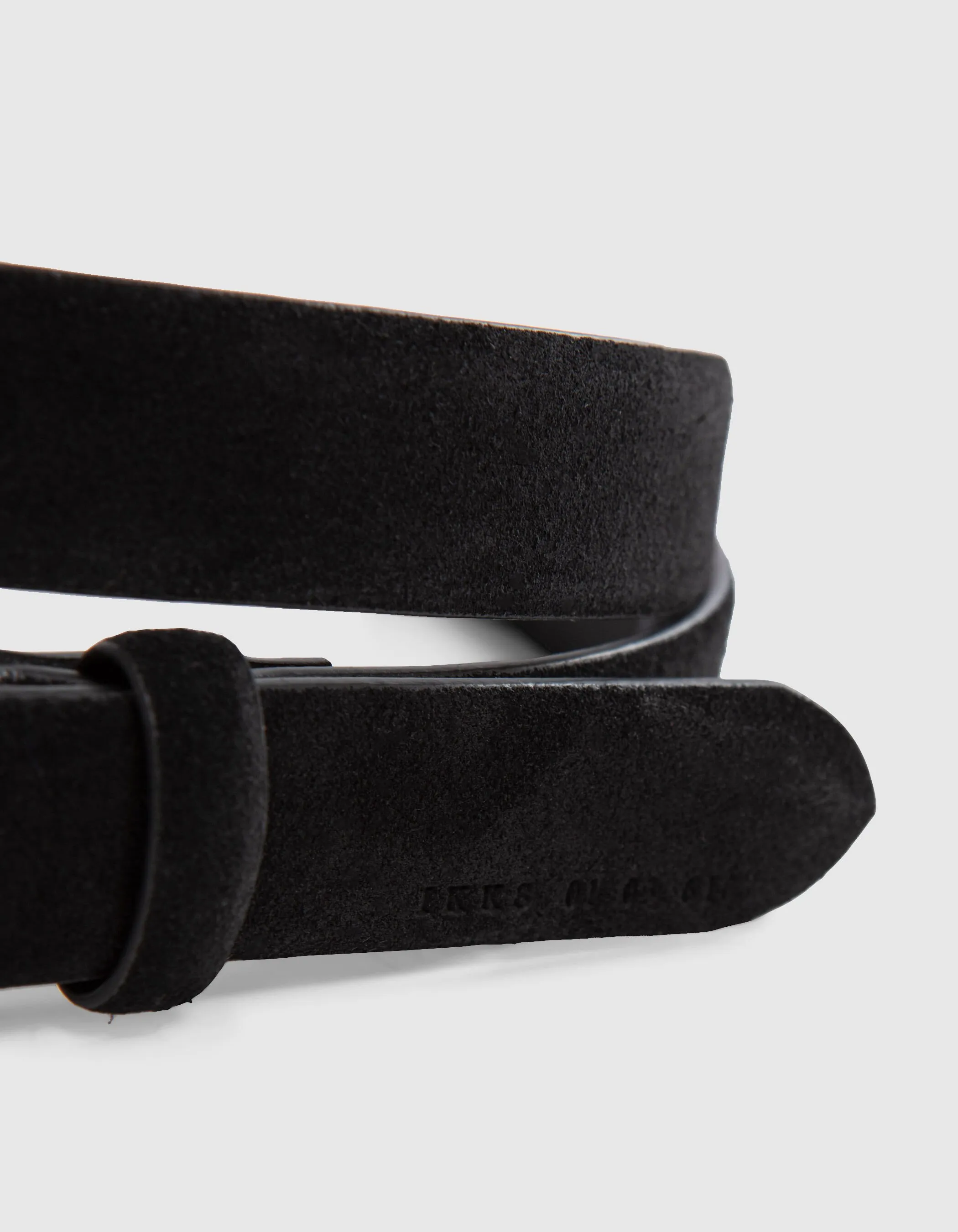 Black Velvet Leather Slim Men's Belt