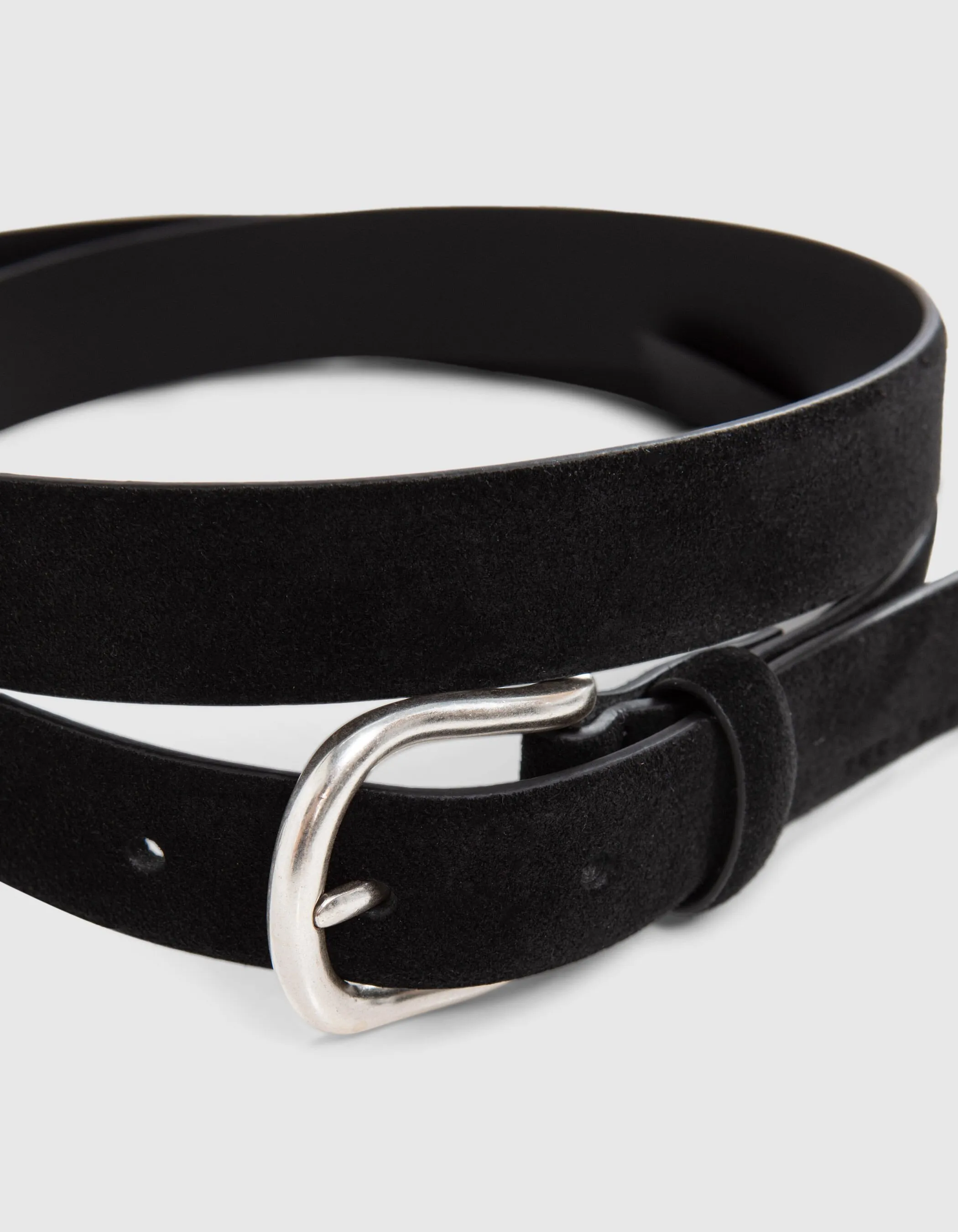 Black Velvet Leather Slim Men's Belt