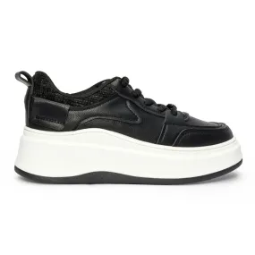 Black women's platform sneakers in black