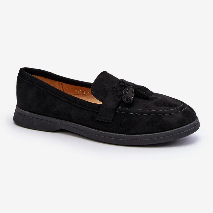 Black Women's Suede Moccasins Dansitu