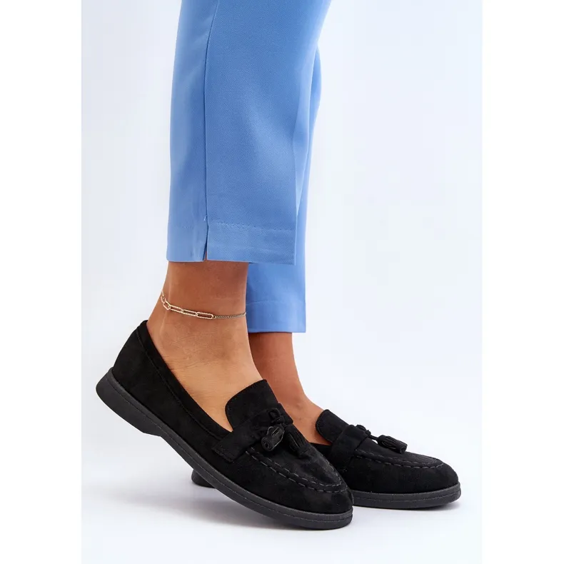 Black Women's Suede Moccasins Dansitu