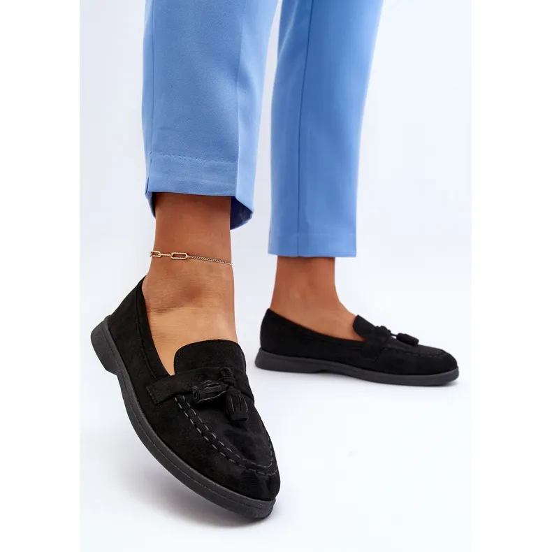 Black Women's Suede Moccasins Dansitu