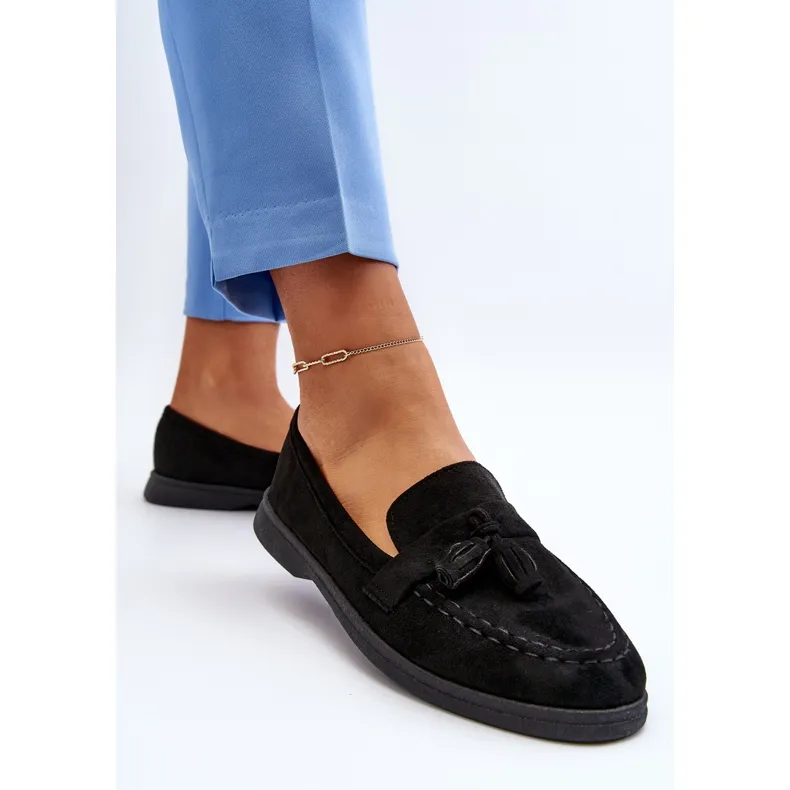 Black Women's Suede Moccasins Dansitu