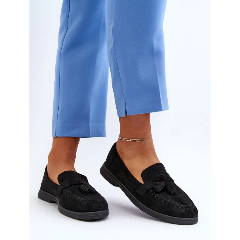 Black Women's Suede Moccasins Dansitu