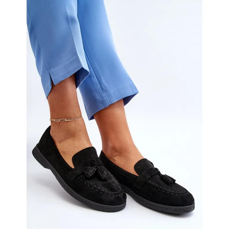 Black Women's Suede Moccasins Dansitu