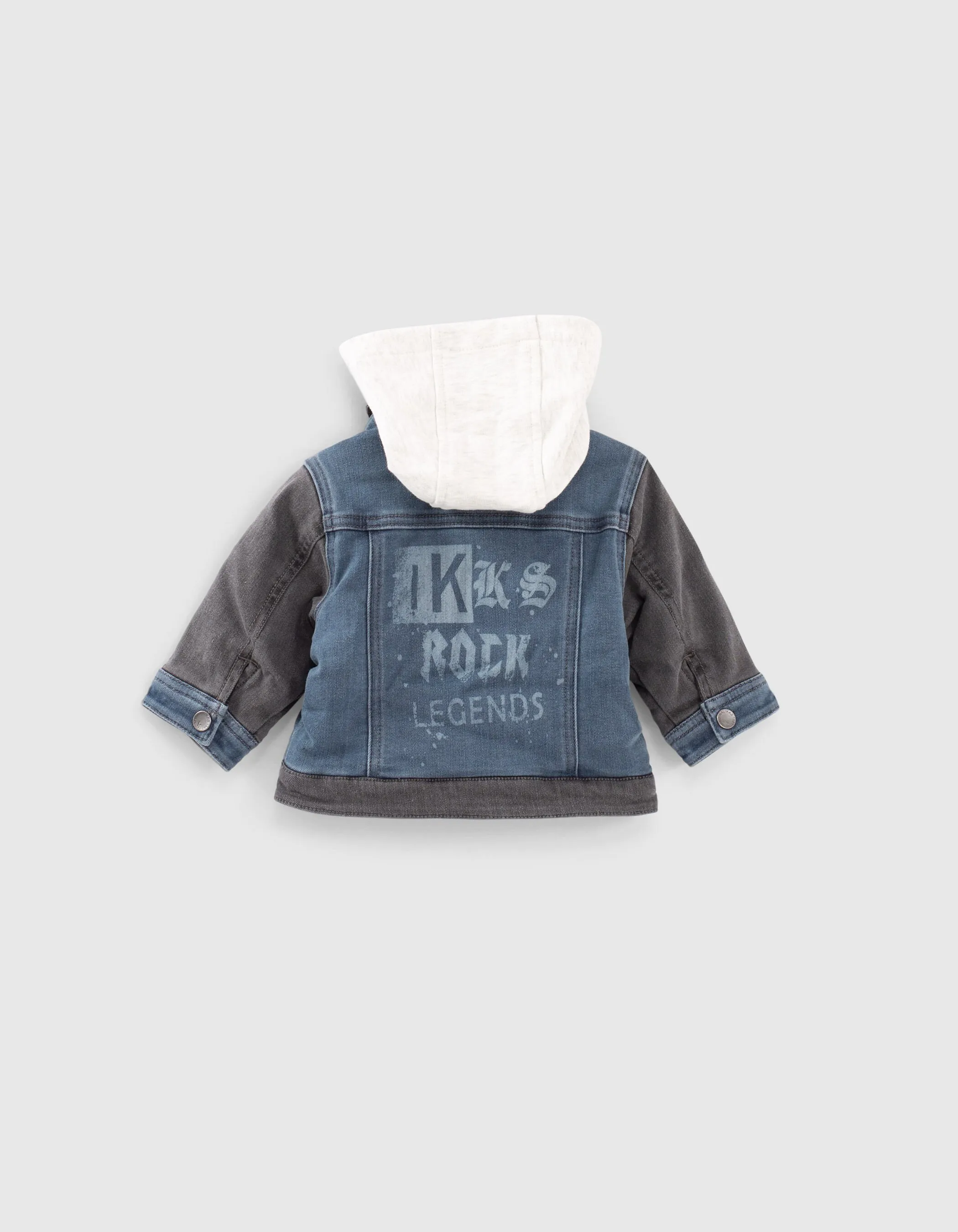 Blue Reversible Denim Jacket with Checkered Pattern for Baby Boy