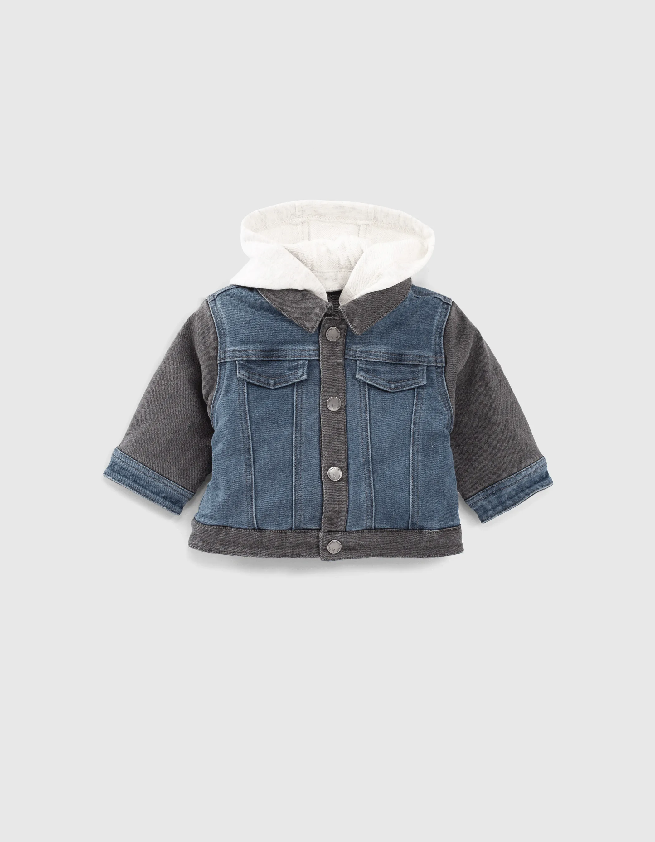 Blue Reversible Denim Jacket with Checkered Pattern for Baby Boy