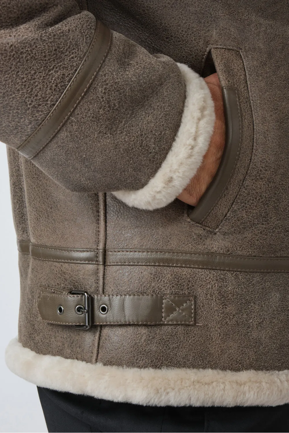 Reversed Lamb Shearling Hooded Jacket, Levinsky - ACA70 Taupe | Cesare Nori