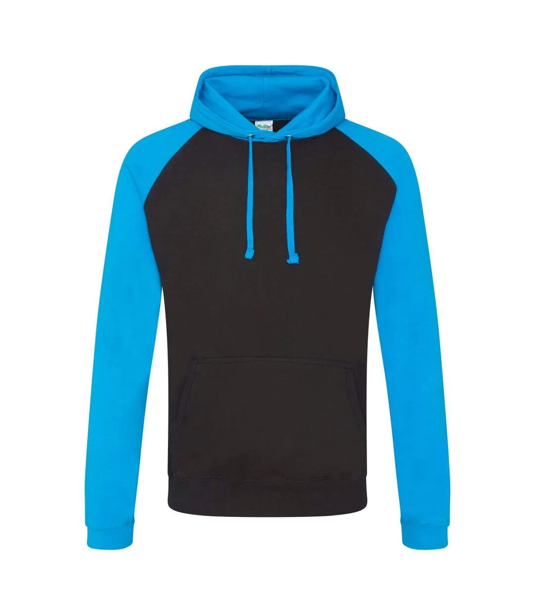 Blue Cotton Sweater with Zip Closure and Raglan Sleeves