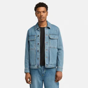 Blue Dark Men's Truck Driver Jacket with Refibra™ Technology in Denim