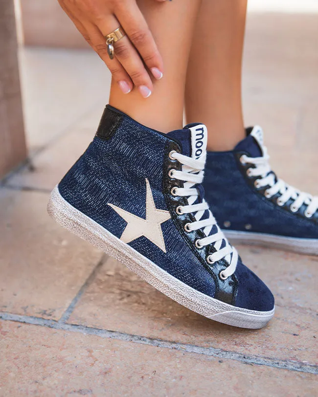 Blue high-top women's basketball shoes - Louana