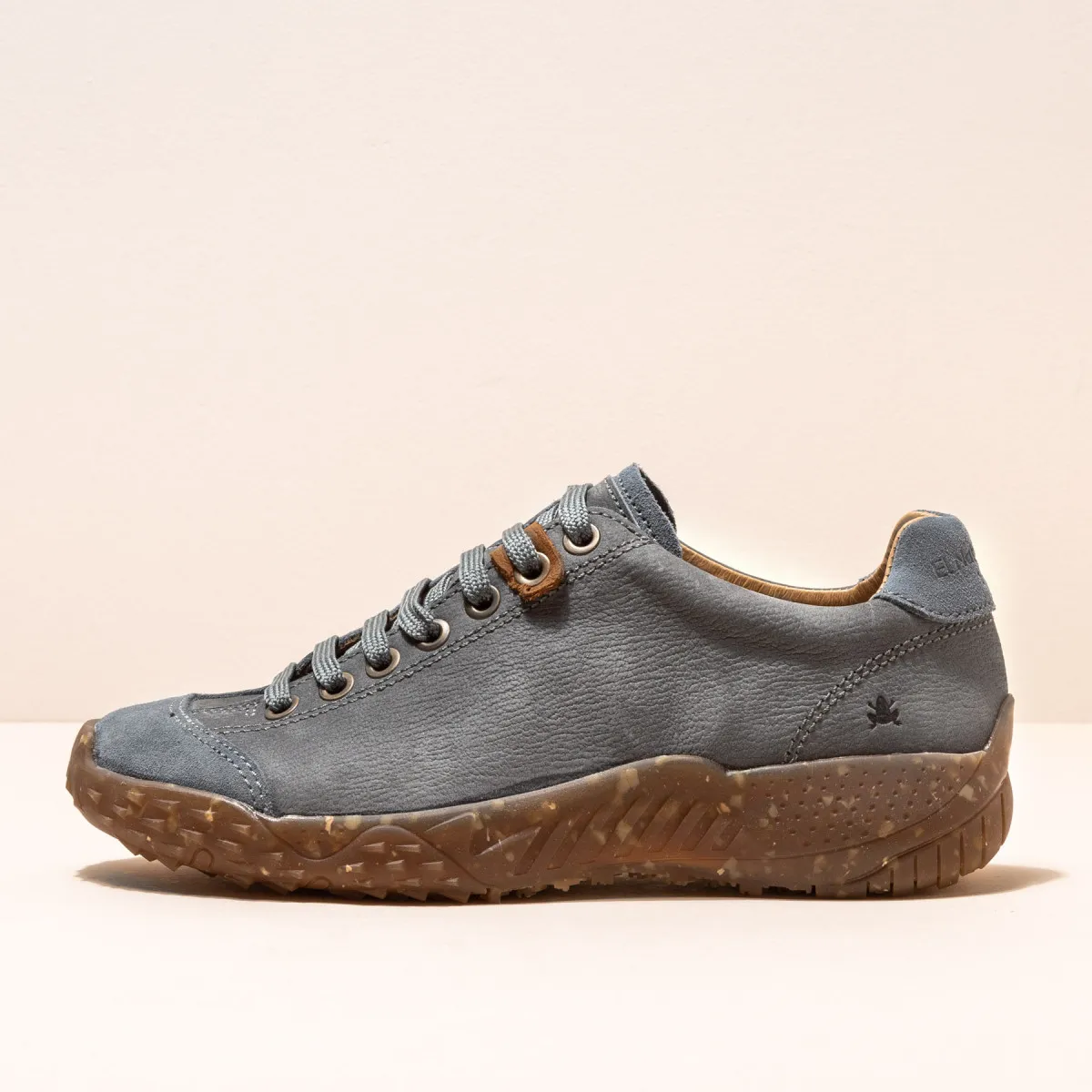 Blue Leather Sneakers with Non-Slip Soles