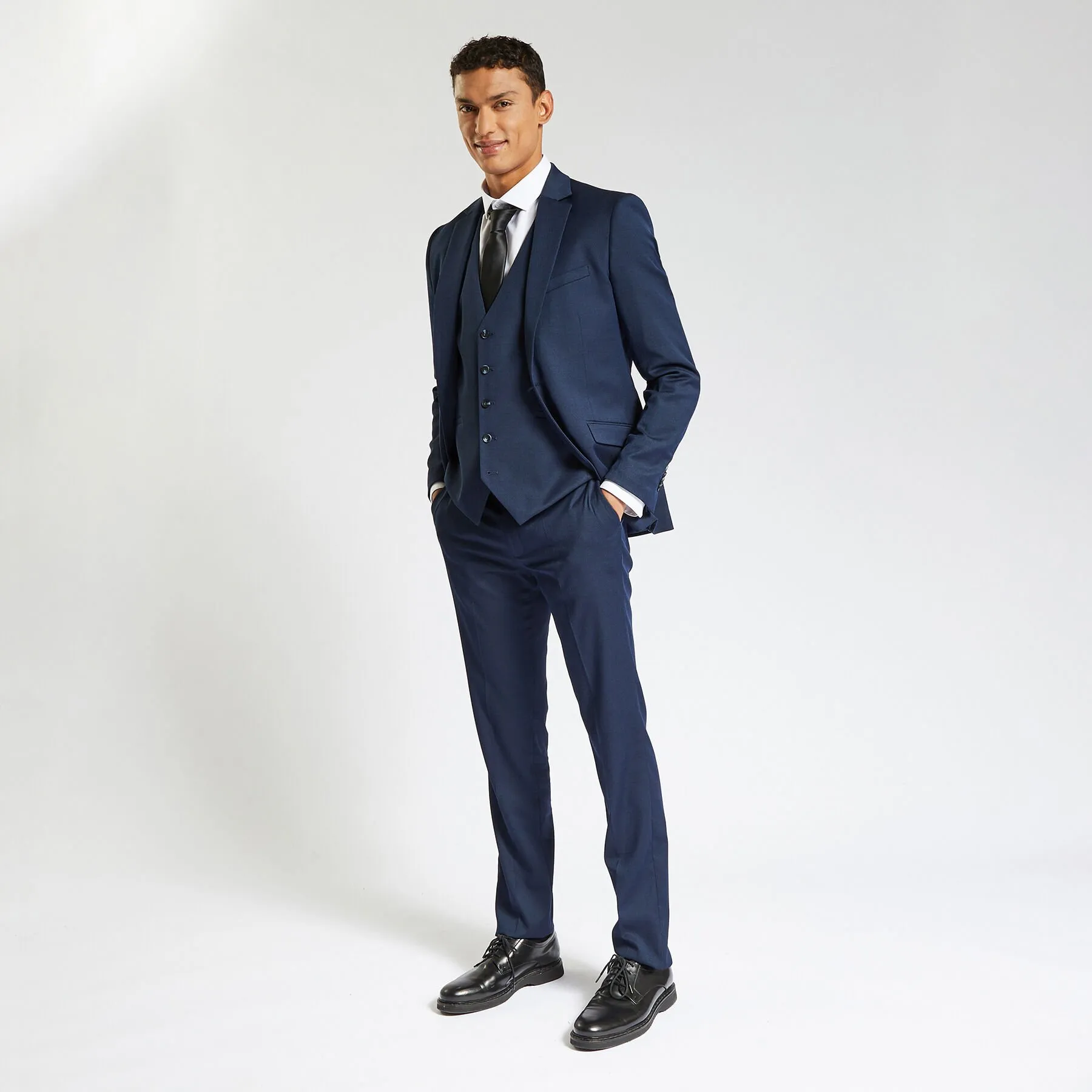 Blue Two-Tone Slim Fit Suit Jacket