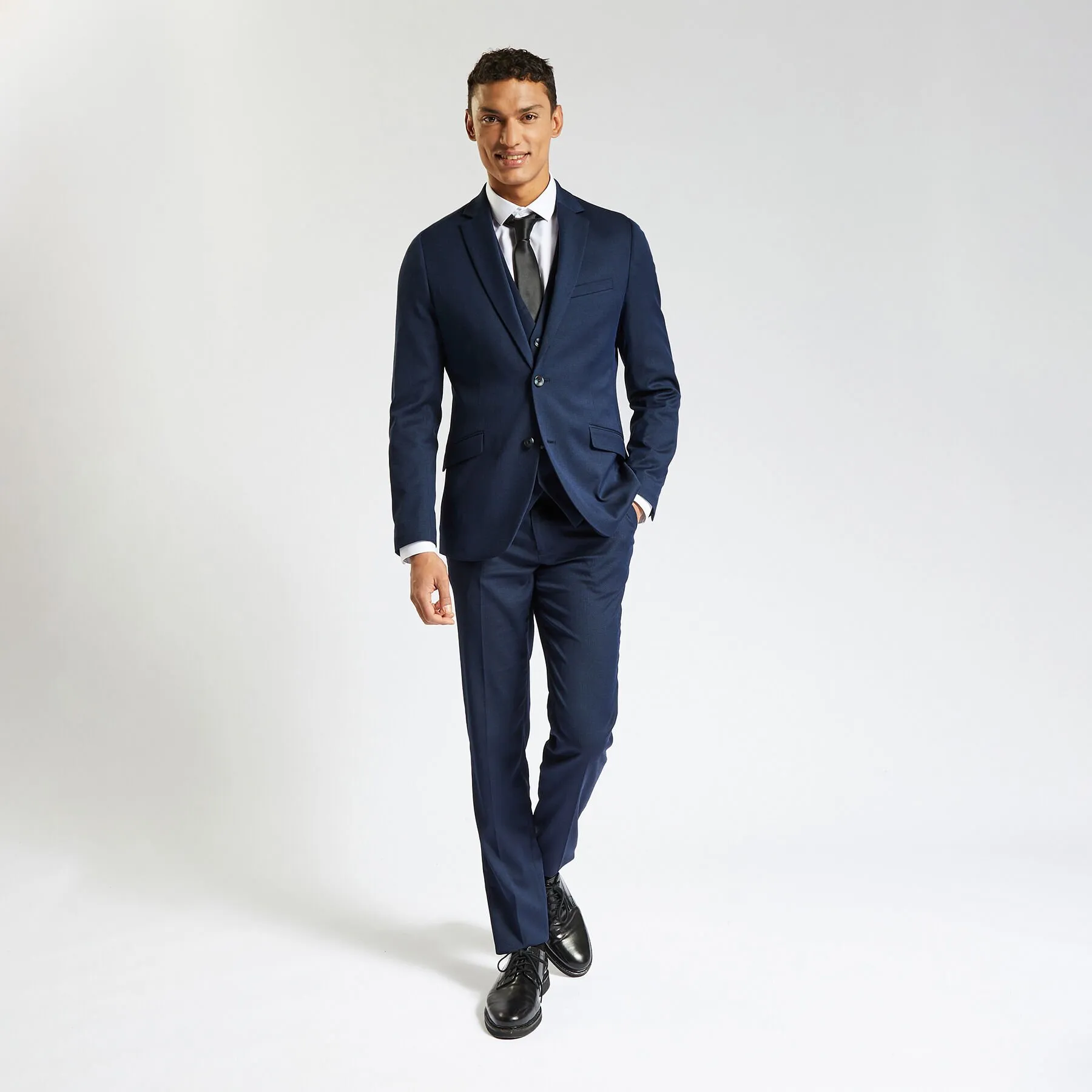 Blue Two-Tone Slim Fit Suit Jacket