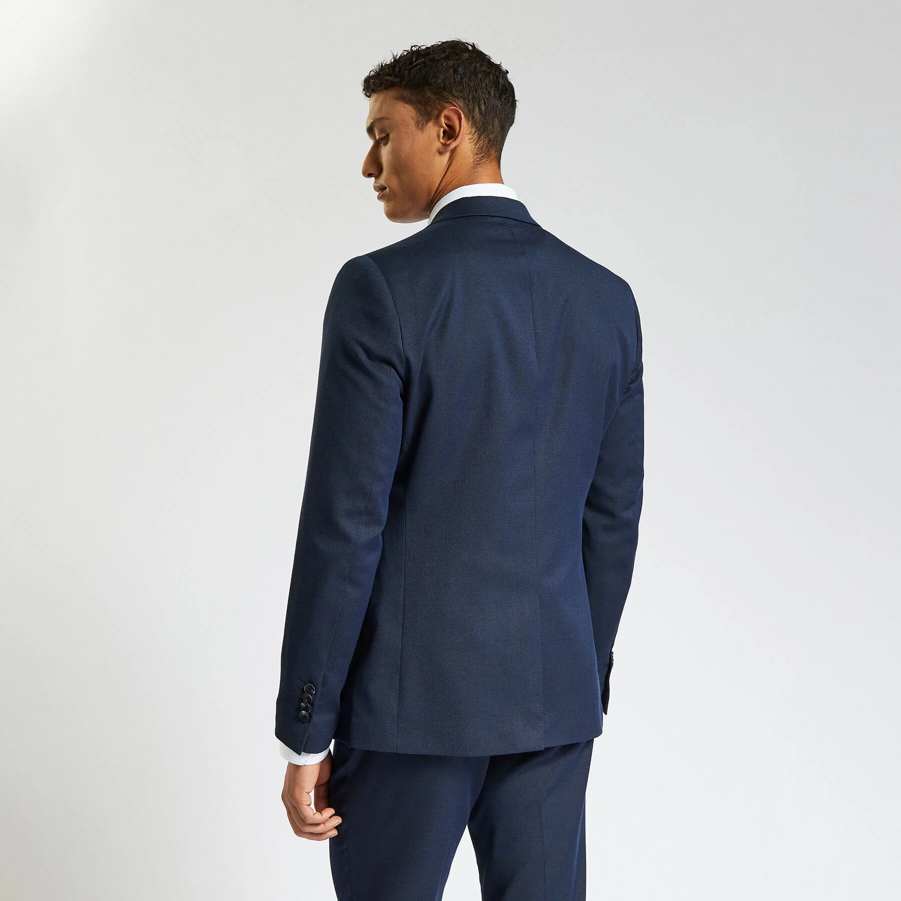 Blue Two-Tone Slim Fit Suit Jacket